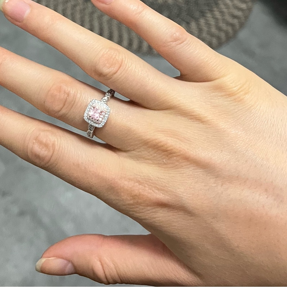 Pink sterling silver crystal ring size 7 - Picture 4 of 8